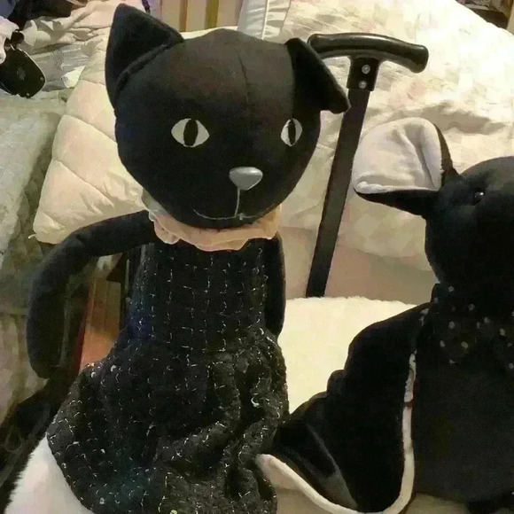 Halloween shelf sitting dolls cat bar witch handmade - Picture 7 of 15